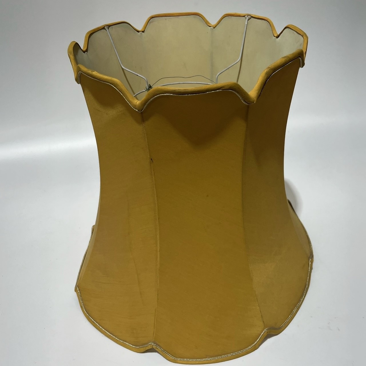 LAMPSHADE, 1960s 70s (Large) Mustard Yellow w Gold Trim
